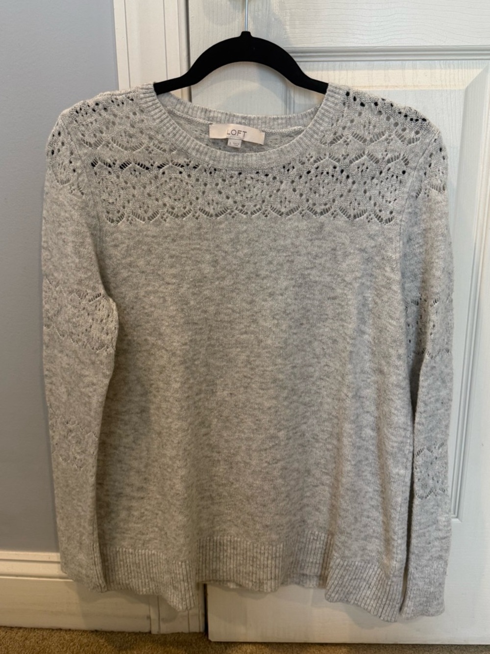 LOFT Crewneck Lace Knit Sweater